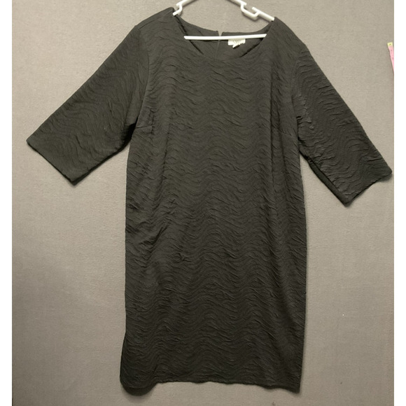 Cato Dress Womens 26W Black Textured Knee Length 3/4 Sleeve Pullover Plus Size - Picture 1 of 10